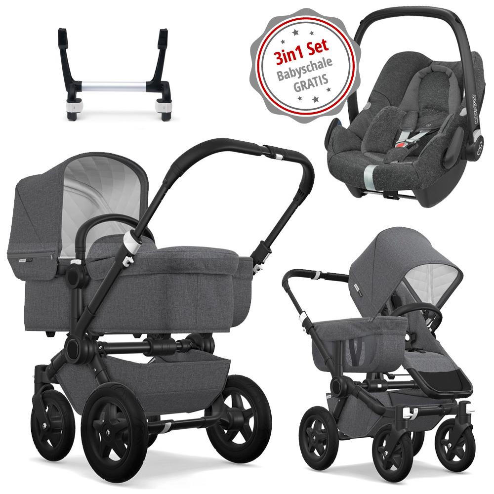 Bugaboo Donkey2 Classic Mono Grau Meliert Kinderwagen Set Mit Maxi